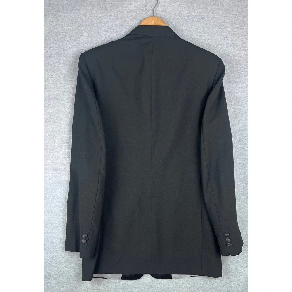 Christian Dior Mens Black Tuxedo Jacket Satin‎ Peak Lapel Formal Blazer 41L
